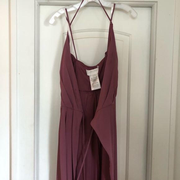 David’s Bridal Long Georgette Wrap Bridesmaid Dress: Chianti - Picture 3 of 6
